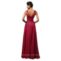 Grace Karin Long A-ligne en mousseline de soie sans manches en vins Formal rouge Robe de bal rouge abendkleider CL007555-5